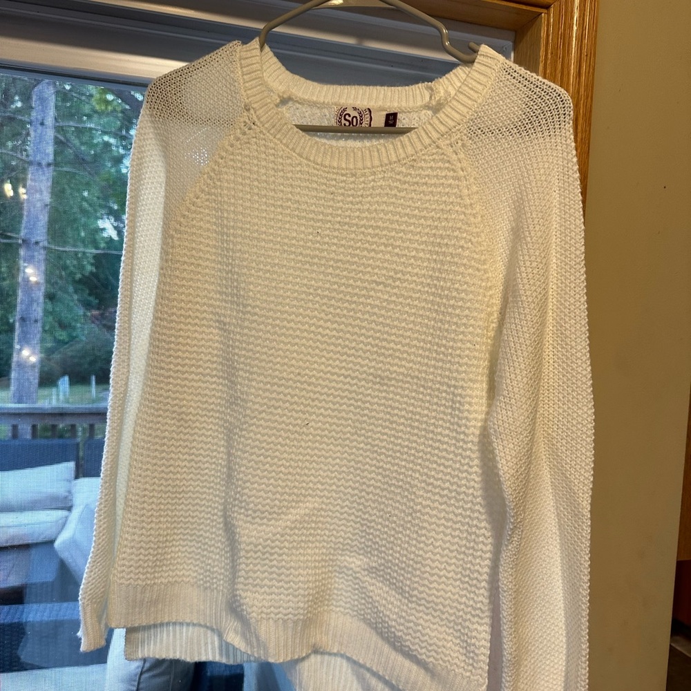 white lighter sweater, pairs great with skirts!